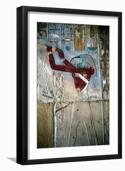 Wall Painting Depicting the God Thoth, Temple of Rameses Iii, Medinet Habu, Egypt, C1187-C1156 Bc-null-Framed Photographic Print