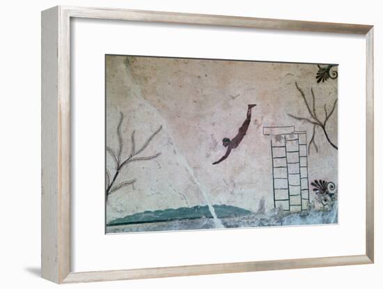 Wall painting from a Greek tomb at Paestum of a swimmer, 8th century-Unknown-Framed Giclee Print