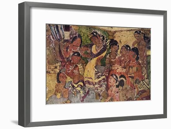 'Wall painting from the Caves of Ajanta', c480-Unknown-Framed Giclee Print