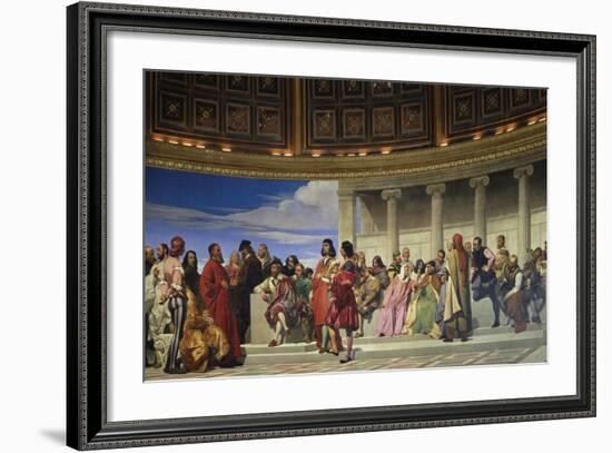 Wall Painting in the Academy of Arts, Paris, 1841 (Left Hand Side)-Paul Delaroche-Framed Giclee Print