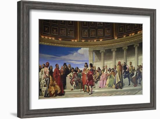 Wall Painting in the Academy of Arts, Paris, 1841 (Left Hand Side)-Paul Delaroche-Framed Giclee Print