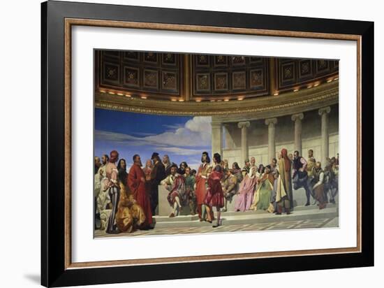 Wall Painting in the Academy of Arts, Paris, 1841 (Left Hand Side)-Paul Delaroche-Framed Giclee Print