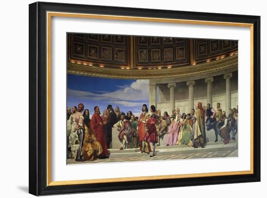 Wall Painting in the Academy of Arts, Paris, 1841 (Left Hand Side)-Paul Delaroche-Framed Giclee Print