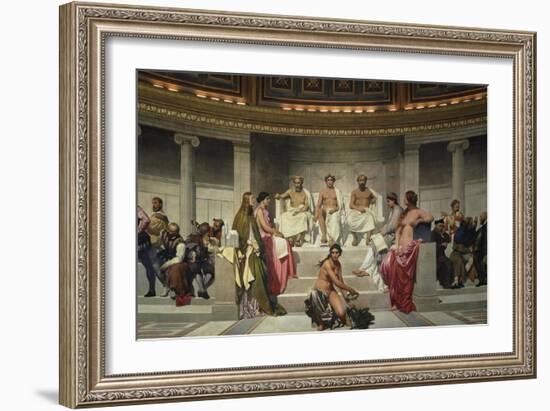 Wall Painting in the Academy of Arts, Paris, 1841 (Middle Part)-Paul Delaroche-Framed Giclee Print