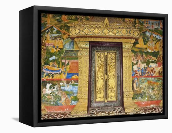Wall Painting of the Life of Buddha, Ban Xieng Muan, Luang Prabang, Laos, Indochina, Southeast Asia-Jochen Schlenker-Framed Premier Image Canvas