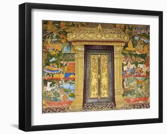 Wall Painting of the Life of Buddha, Ban Xieng Muan, Luang Prabang, Laos, Indochina, Southeast Asia-Jochen Schlenker-Framed Photographic Print