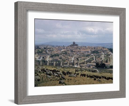 Wall Rebuilt by Alfonso VI in 1090 Ad. includes 9 gate entrances to City, with Cathedral center-Eliot Elisofon-Framed Photographic Print