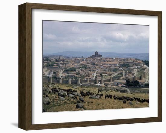 Wall Rebuilt by Alfonso VI in 1090 Ad. includes 9 gate entrances to City, with Cathedral center-Eliot Elisofon-Framed Photographic Print