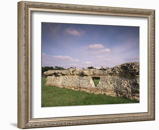 Wall, Remains of Roman Town of Verulamium, St. Albans, Hertfordshire, England-David Hughes-Framed Photographic Print
