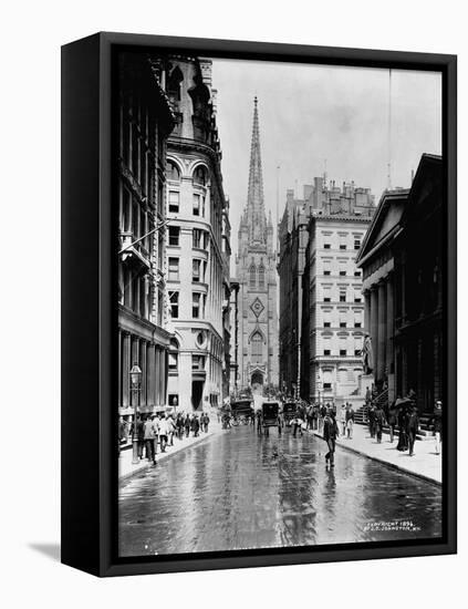 Wall Street and Trinity Church Spire, New York-J.S. Johnston-Framed Premier Image Canvas