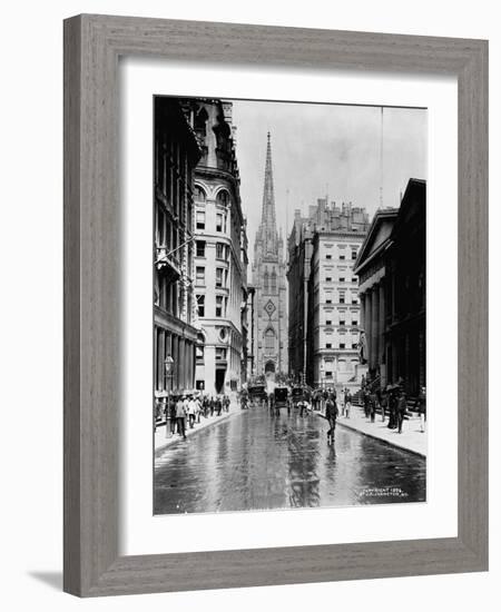 Wall Street and Trinity Church Spire, New York-J.S. Johnston-Framed Photographic Print