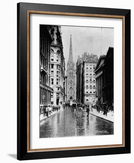 Wall Street and Trinity Church Spire, New York-J.S. Johnston-Framed Photographic Print