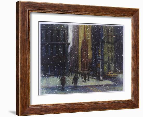 Wall Street Blizzard, New York City-Patti Mollica-Framed Giclee Print