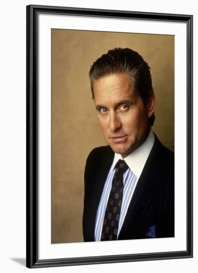 Wall street by Oliver Stone with Michael Douglas, 1987 (photo)-null-Framed Photo