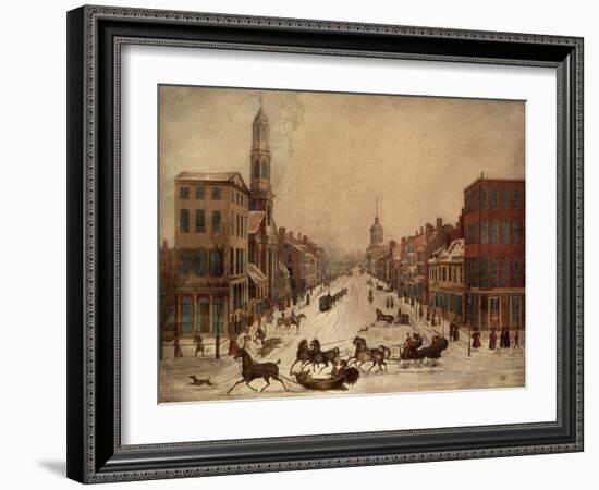 Wall Street in Winter-Peter Maverick-Framed Giclee Print