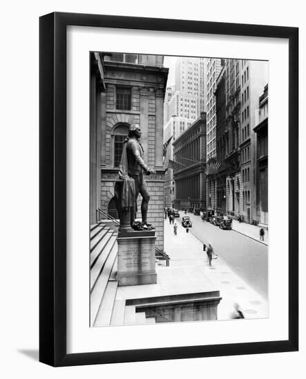 Wall Street Is Virtually Deserted in Front of the US Sub-Treasury Building-null-Framed Photo