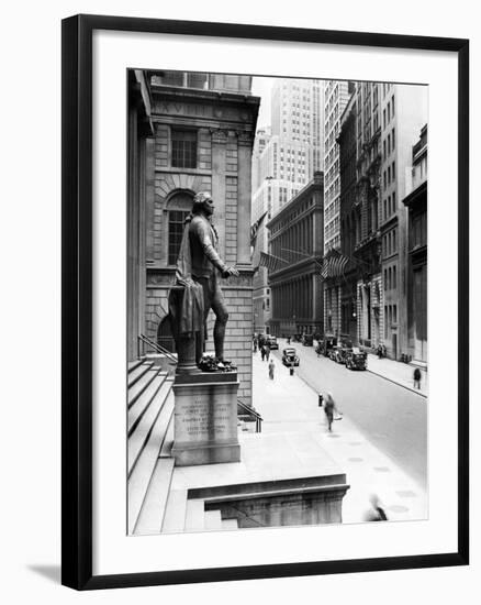 Wall Street Is Virtually Deserted in Front of the US Sub-Treasury Building-null-Framed Photo