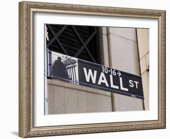 Wall Street Sign Manhattan, New York City, New York, USA-Amanda Hall-Framed Photographic Print