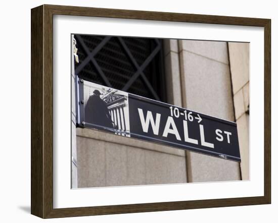 Wall Street Sign Manhattan, New York City, New York, USA-Amanda Hall-Framed Photographic Print