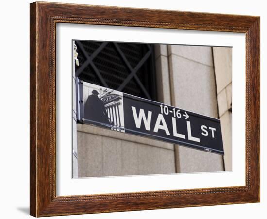 Wall Street Sign Manhattan, New York City, New York, USA-Amanda Hall-Framed Photographic Print