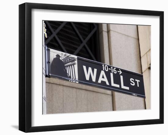 Wall Street Sign Manhattan, New York City, New York, USA-Amanda Hall-Framed Photographic Print