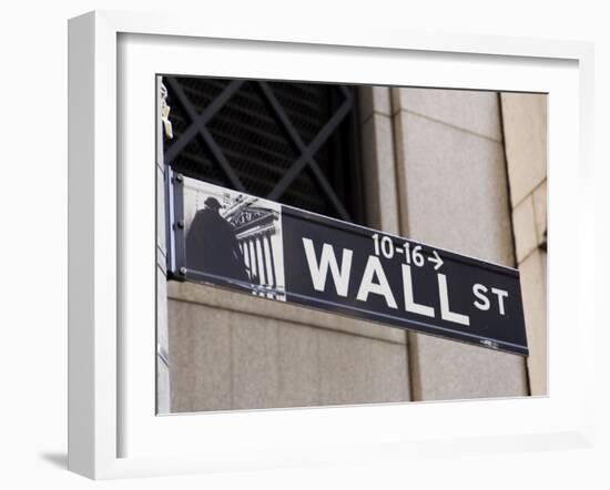 Wall Street Sign Manhattan, New York City, New York, USA-Amanda Hall-Framed Photographic Print