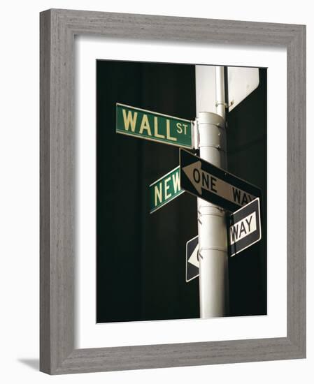 Wall Street Sign, New York City, New York State, USA-Walter Rawlings-Framed Photographic Print