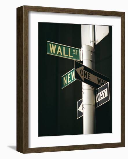 Wall Street Sign, New York City, New York State, USA-Walter Rawlings-Framed Photographic Print