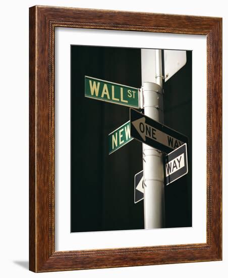 Wall Street Sign, New York City, New York State, USA-Walter Rawlings-Framed Photographic Print