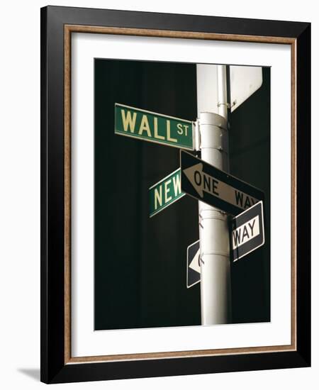 Wall Street Sign, New York City, New York State, USA-Walter Rawlings-Framed Photographic Print