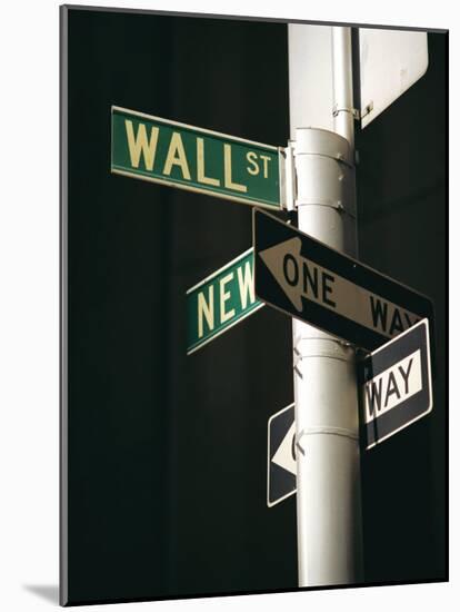 Wall Street Sign, New York City, New York State, USA-Walter Rawlings-Mounted Photographic Print