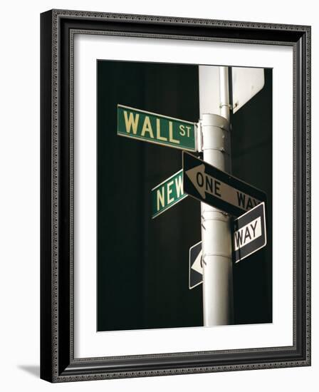 Wall Street Sign, New York City, New York State, USA-Walter Rawlings-Framed Photographic Print