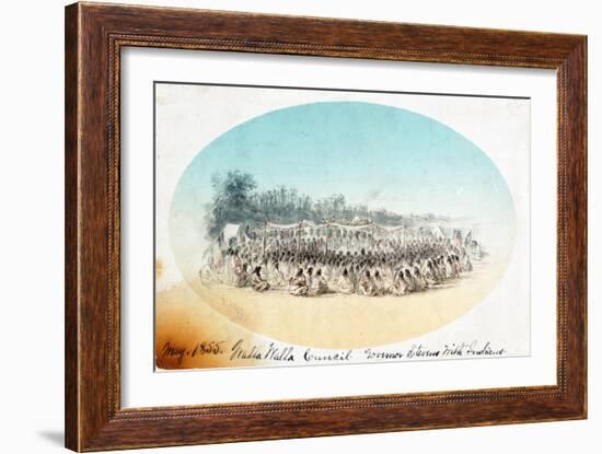 Walla Walla Council / Governor Stevens with Indians-Gustav Sohon-Framed Giclee Print