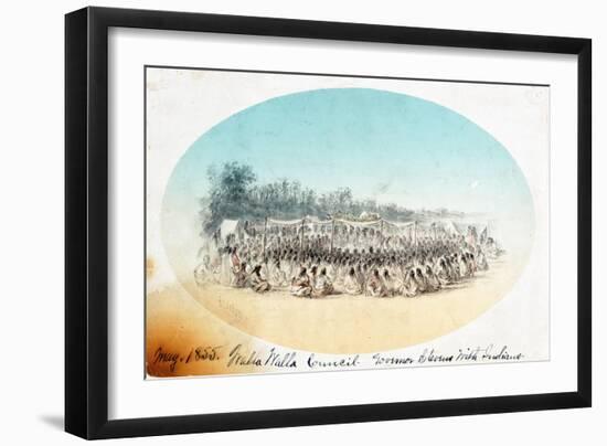 Walla Walla Council / Governor Stevens with Indians-Gustav Sohon-Framed Giclee Print