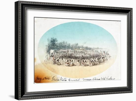 Walla Walla Council / Governor Stevens with Indians-Gustav Sohon-Framed Giclee Print