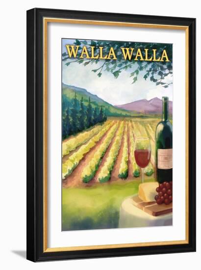 Walla Walla - Vineyard Scene-Lantern Press-Framed Art Print