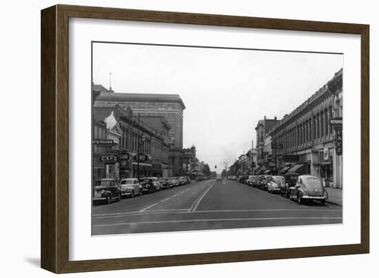 Walla Walla, WA Main Street View Photograph - Walla Walla, WA-Lantern Press-Framed Art Print