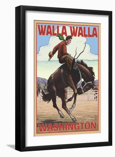 Walla Walla, Washington - Bronco Bucking-Lantern Press-Framed Art Print