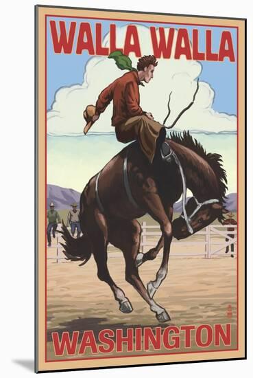 Walla Walla, Washington - Bronco Bucking-Lantern Press-Mounted Art Print