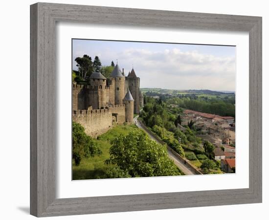 Walled and Turreted Fortress of La Cite, Carcassonne, Languedoc-Peter Richardson-Framed Photographic Print