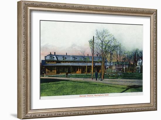 Wallingford, Connecticut - Railroad Station View-Lantern Press-Framed Premium Giclee Print