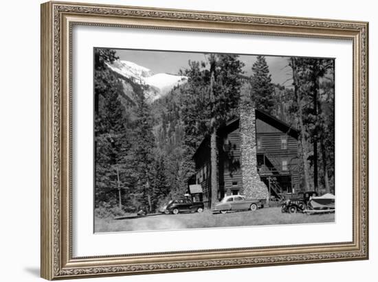 Wallowa Lake, Oregon Lake Lodge View Photograph - Wallowa Lake, OR-Lantern Press-Framed Art Print