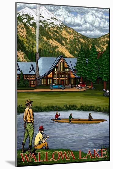 Wallowa Lake, Oregon, View of the Lodge and Lake-Lantern Press-Mounted Art Print