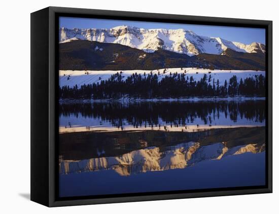 Wallowa Range reflects in lake, Wallowa Lake, Oregon, USA-Charles Gurche-Framed Premier Image Canvas