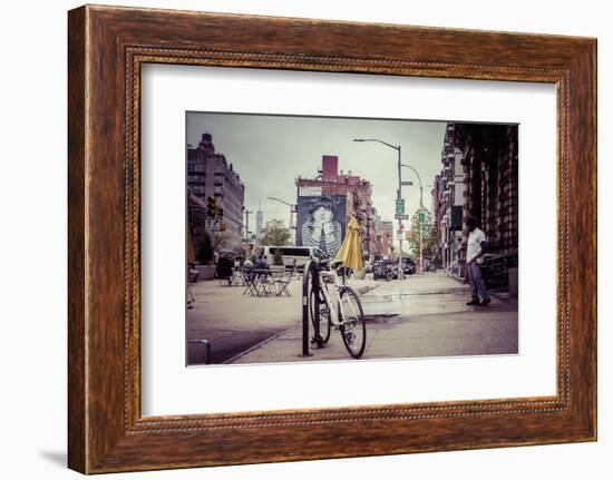 Wallpainting and Groundskeeping in neighbourhood of Williamsburg, Brooklyn, New York, USA-Andrea Lang-Framed Photographic Print