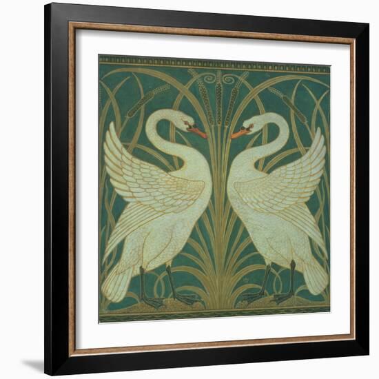 Wallpaper Design For Panel of Swan, Rush and Iris-Walter Crane-Framed Giclee Print