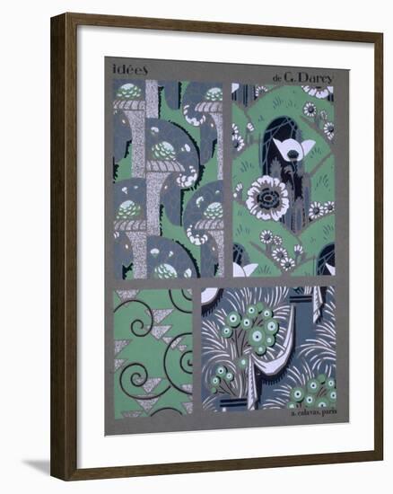 Wallpaper Design, from 'Idees', Published by A. Calavas, Paris, C.1925 (Colour Litho)-Georges Darcy-Framed Giclee Print