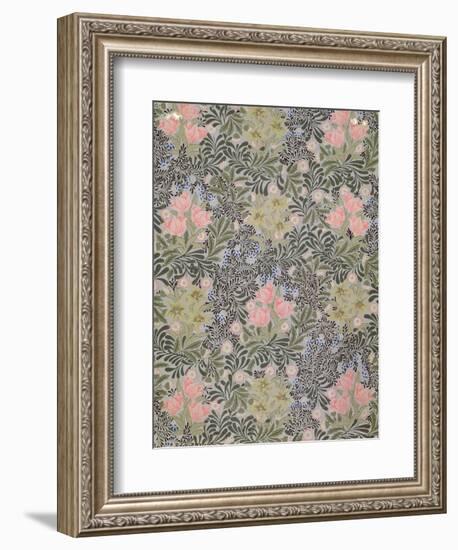 Wallpaper design with Tulips, Daisies and Honeysuckle-William Morris-Framed Giclee Print