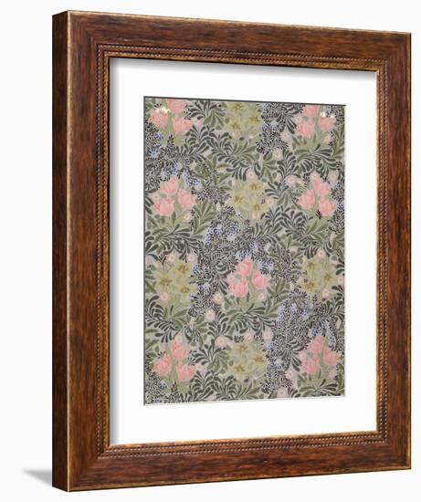 Wallpaper design with Tulips, Daisies and Honeysuckle-William Morris-Framed Giclee Print