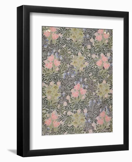 Wallpaper design with Tulips, Daisies and Honeysuckle-William Morris-Framed Giclee Print